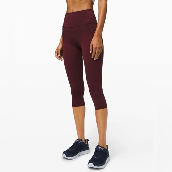 Lululemon Fast and Free High-Rise Crop 19" Leggings Tight Red Maroon  Women’s 4 - Picture 1 of 8